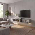 Aristo Megapap melamine wall TV cabinet with LED lighting in concrete grey color 135x31.6x25cm.