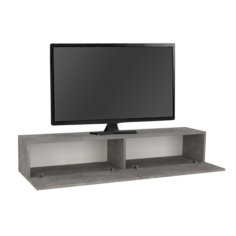 Aristo Megapap melamine wall TV cabinet with LED lighting in concrete grey color 135x31.6x25cm.