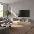Aristo Megapap melamine wall TV cabinet with LED lighting in sandstone color 135x31.6x25cm.