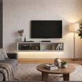 Aristo Megapap melamine wall TV cabinet with LED lighting in sandstone color 135x31.6x25cm.