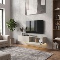 Aristo Megapap melamine wall TV cabinet with LED lighting in sandstone color 135x31.6x25cm.