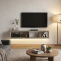 Aristo Megapap melamine wall TV cabinet with LED lighting in travertine color 135x31.6x25cm.