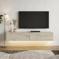 Aristo Megapap melamine wall TV cabinet with LED lighting in travertine color 135x31.6x25cm.
