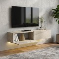 Aristo Megapap melamine wall TV cabinet with LED lighting in travertine color 135x31.6x25cm.