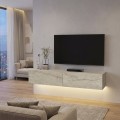 Aristo Megapap melamine wall TV cabinet with LED lighting in travertine color 135x31.6x25cm.