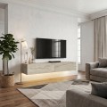 Aristo Megapap melamine wall TV cabinet with LED lighting in travertine color 135x31.6x25cm.