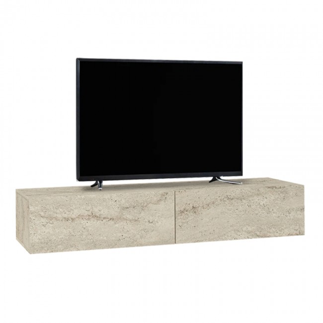 Έπιπλο τηλεόρασης επιτοίχιο Aristo Megapap με LED χρώμα travertine 135x31,6x25εκ.