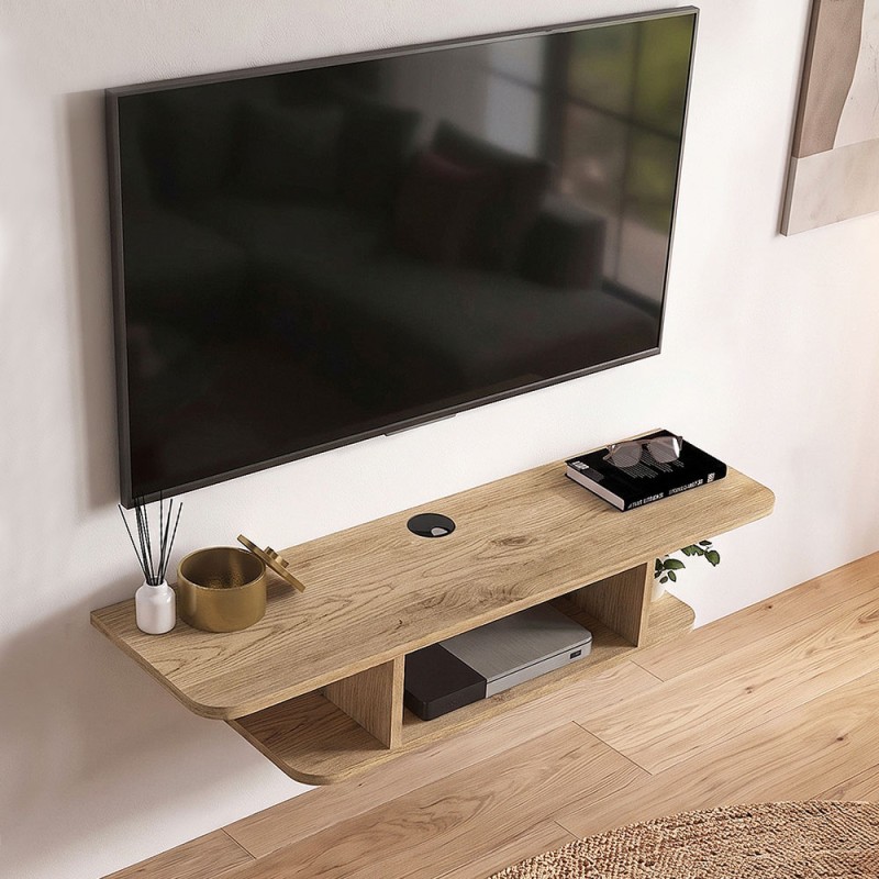 Έπιπλο τηλεόρασης επιτοίχιο Arkea Megapap χρώμα sepet oak 105x29,6x18,6εκ.
