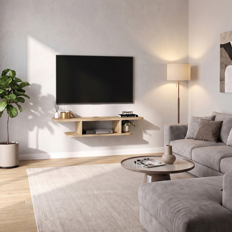 Έπιπλο τηλεόρασης επιτοίχιο Arkea Megapap χρώμα sepet oak 105x29,6x18,6εκ.