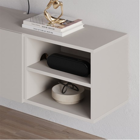 Conrad Megapap melamine wall mounted tv stand in sandstone color 140x35x38cm.