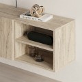 Έπιπλο τηλεόρασης επιτοίχιο Conrad Megapap χρώμα travertine 140x35x38εκ.
