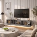 Έπιπλο τηλεόρασης επιτοίχιο Damla Megapap με LED χρώμα γκρι σκυροδέματος 180x29,5x29,5εκ.