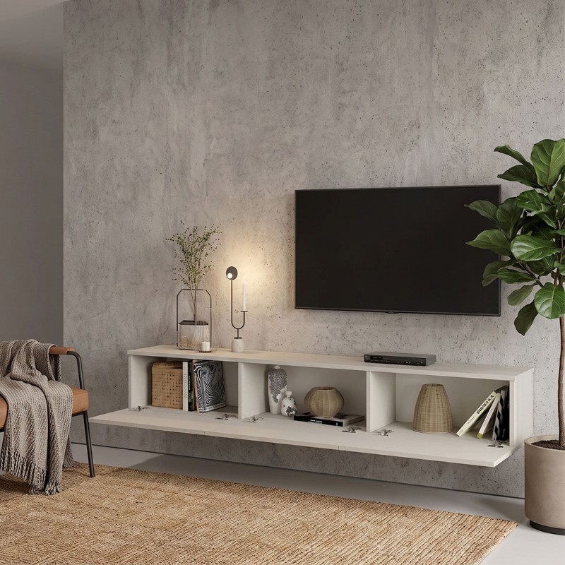 Έπιπλο τηλεόρασης επιτοίχιο Damla Megapap με LED χρώμα sandstone 180x29,5x29,5εκ.