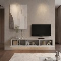 Έπιπλο τηλεόρασης επιτοίχιο Damla Megapap με LED χρώμα sandstone 180x29,5x29,5εκ.
