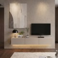 Έπιπλο τηλεόρασης επιτοίχιο Damla Megapap με LED χρώμα sandstone 180x29,5x29,5εκ.