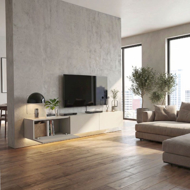 Έπιπλο τηλεόρασης επιτοίχιο Damla Megapap με LED χρώμα sandstone 180x29,5x29,5εκ.