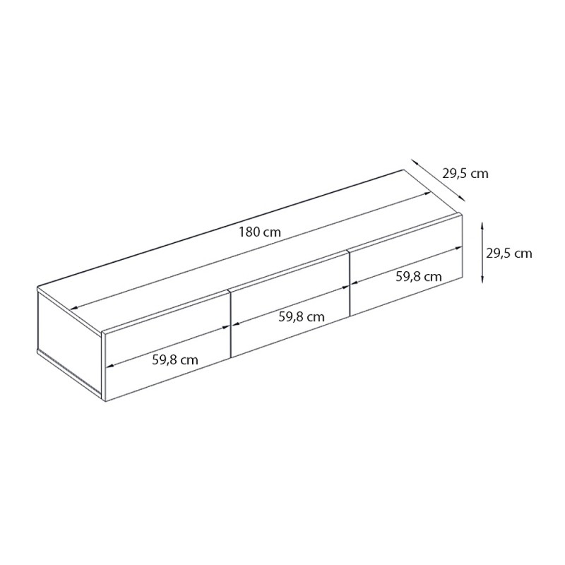 Έπιπλο τηλεόρασης επιτοίχιο Damla Megapap με LED χρώμα sandstone 180x29,5x29,5εκ.