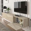 Damla Megapap melamine wall TV cabinet with LED lighting in travertine color 180x29.5x29.5cm.