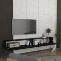 Espanse Megapap melamine wall TV furniture in black color 241.8x31.7x30cm.