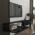 Espanse Megapap melamine wall TV furniture in black marble effect color 241.8x31.7x30cm.