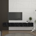 Espanse Megapap melamine wall TV furniture in black marble effect color 241.8x31.7x30cm.