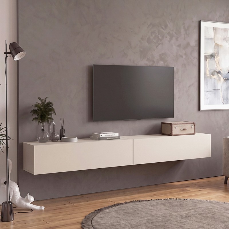 Έπιπλο τηλεόρασης επιτοίχιο Espanse Megapap χρώμα sandstone 241,8x31,7x30εκ.