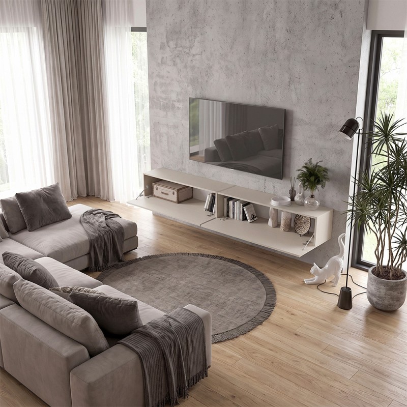 Έπιπλο τηλεόρασης επιτοίχιο Espanse Megapap χρώμα sandstone 241,8x31,7x30εκ.