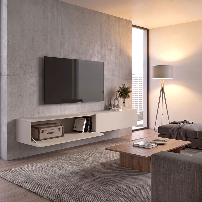 Έπιπλο τηλεόρασης επιτοίχιο Espanse Megapap χρώμα sandstone 241,8x31,7x30εκ.