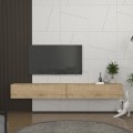 Espanse Megapap melamine wall TV furniture in sapphire oak color 241.8x31.7x30cm.