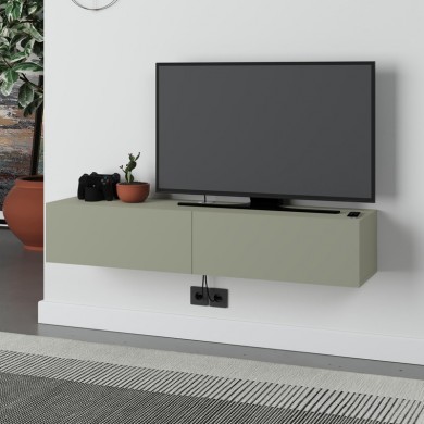 Francy Megapap melamine wall mounted tv stand in ash green color 135x31.7x25cm.