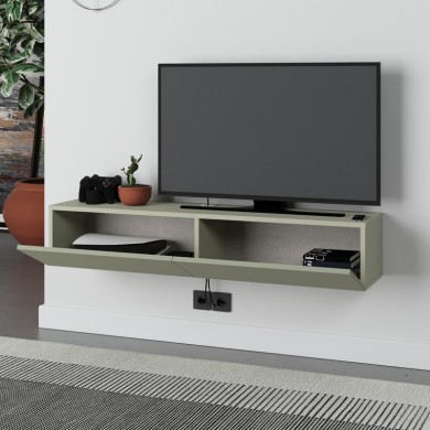 Francy Megapap melamine wall mounted tv stand in ash green color 135x31.7x25cm.