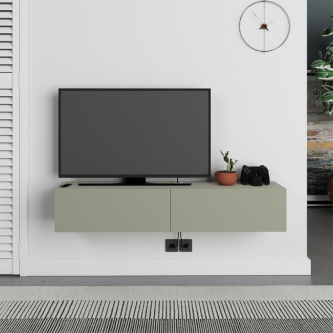 Έπιπλο τηλεόρασης επιτοίχιο Francy Megapap χρώμα ash green 135x31,7x25εκ.