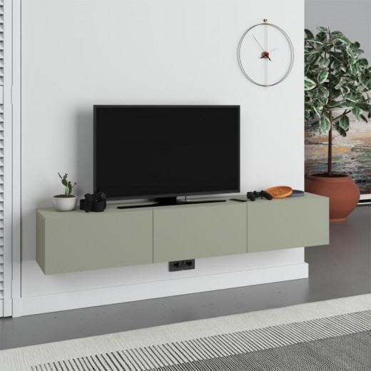 Έπιπλο τηλεόρασης επιτοίχιο Francy Megapap χρώμα ash green 180x30x30εκ.