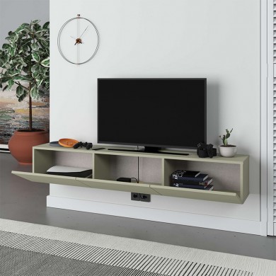 Francy Megapap melamine wall mounted tv stand in ash green color 180x30x30cm.
