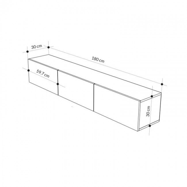 Έπιπλο τηλεόρασης επιτοίχιο Francy Megapap χρώμα ash green 180x30x30εκ.