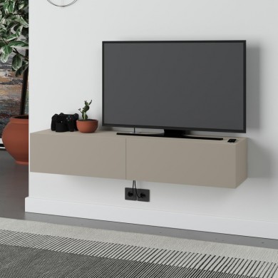 Francy Megapap melamine wall mounted tv stand in sandstone color 135x31.7x25cm.