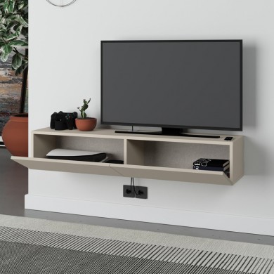 Francy Megapap melamine wall mounted tv stand in sandstone color 135x31.7x25cm.