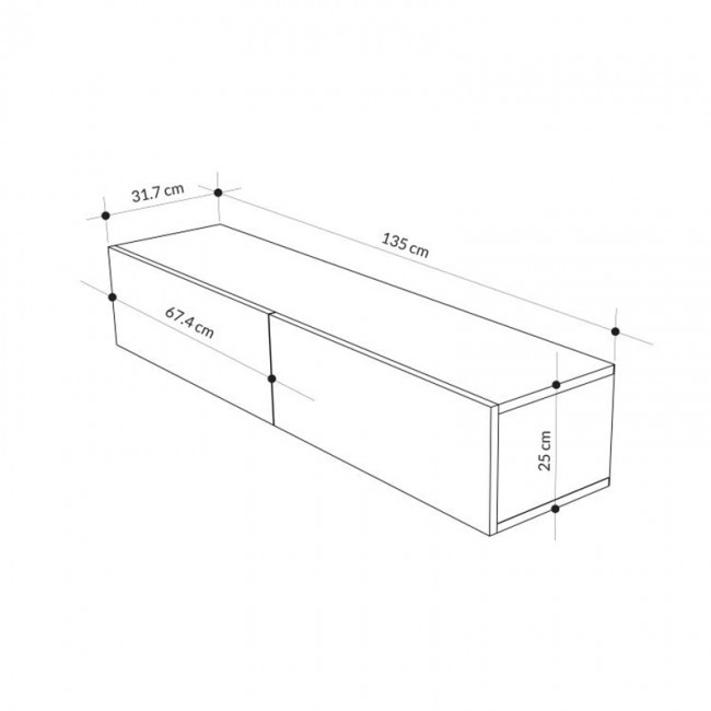 Έπιπλο τηλεόρασης επιτοίχιο Francy Megapap χρώμα sandstone 135x31,7x25εκ.