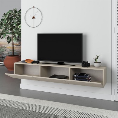 Francy Megapap melamine wall mounted tv stand in sandstone color 180x30x30cm.