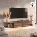 Έπιπλο τηλεόρασης επιτοίχιο Korven Megapap με LED χρώμα καρυδί 180x35x28,8εκ.