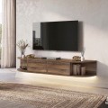 Έπιπλο τηλεόρασης επιτοίχιο Korven Megapap με LED χρώμα καρυδί 180x35x28,8εκ.