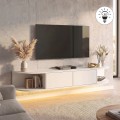 Έπιπλο τηλεόρασης επιτοίχιο Korven Megapap με LED χρώμα λευκό 180x35x28,8εκ.