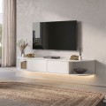 Έπιπλο τηλεόρασης επιτοίχιο Korven Megapap με LED χρώμα λευκό 180x35x28,8εκ.