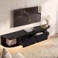 Έπιπλο τηλεόρασης επιτοίχιο Korven Megapap με LED χρώμα sencron black 180x35x28,8εκ.
