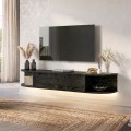 Έπιπλο τηλεόρασης επιτοίχιο Korven Megapap με LED χρώμα sencron black 180x35x28,8εκ.