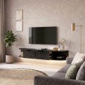 Έπιπλο τηλεόρασης επιτοίχιο Korven Megapap με LED χρώμα sencron black 180x35x28,8εκ.