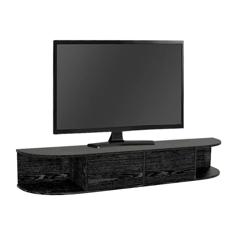 Έπιπλο τηλεόρασης επιτοίχιο Korven Megapap με LED χρώμα sencron black 180x35x28,8εκ.