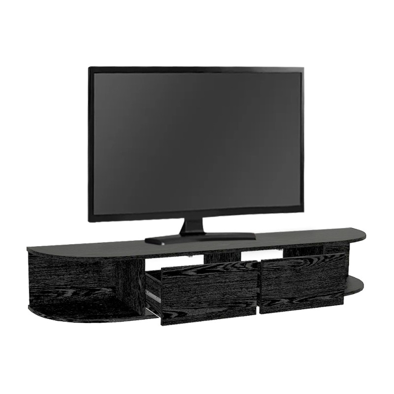Έπιπλο τηλεόρασης επιτοίχιο Korven Megapap με LED χρώμα sencron black 180x35x28,8εκ.