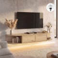 Έπιπλο τηλεόρασης επιτοίχιο Korven Megapap με LED χρώμα sepet oak 180x35x28,8εκ.