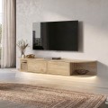 Έπιπλο τηλεόρασης επιτοίχιο Korven Megapap με LED χρώμα sepet oak 180x35x28,8εκ.